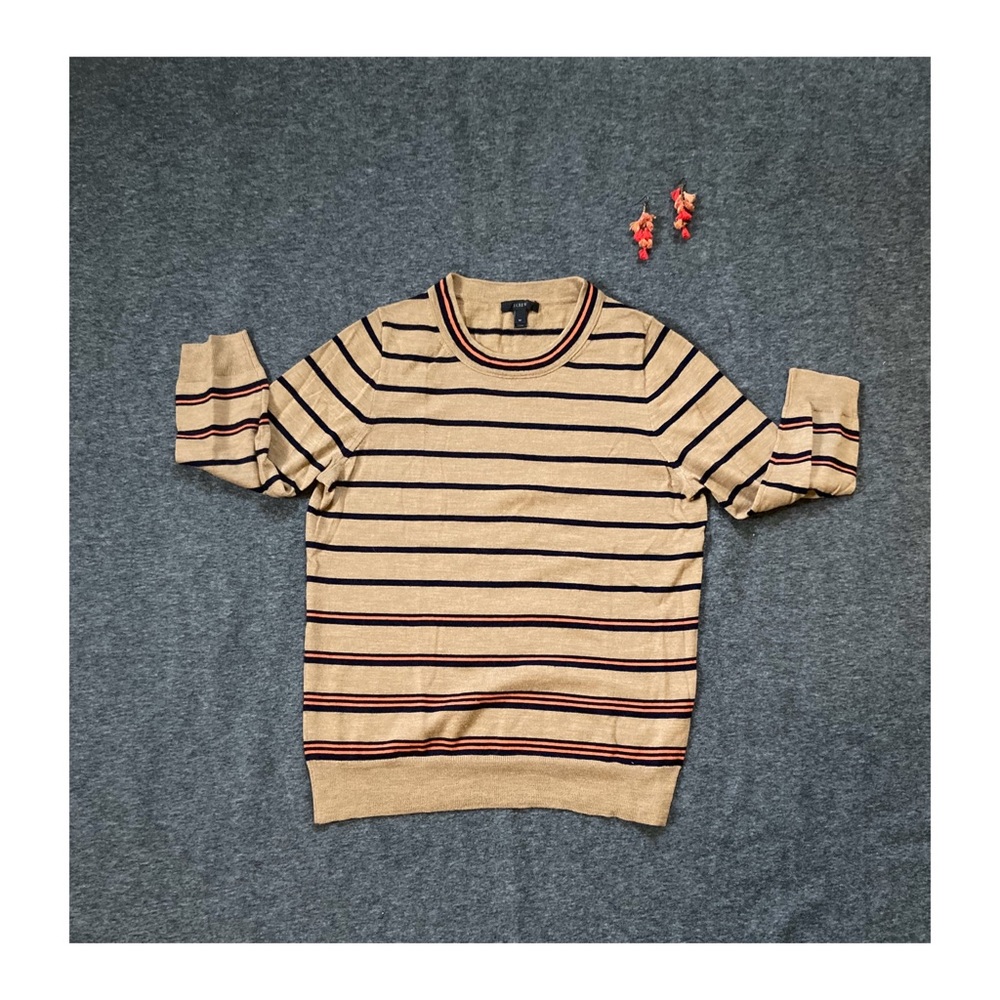 Tan wool 3 quarter length sleeve sweater